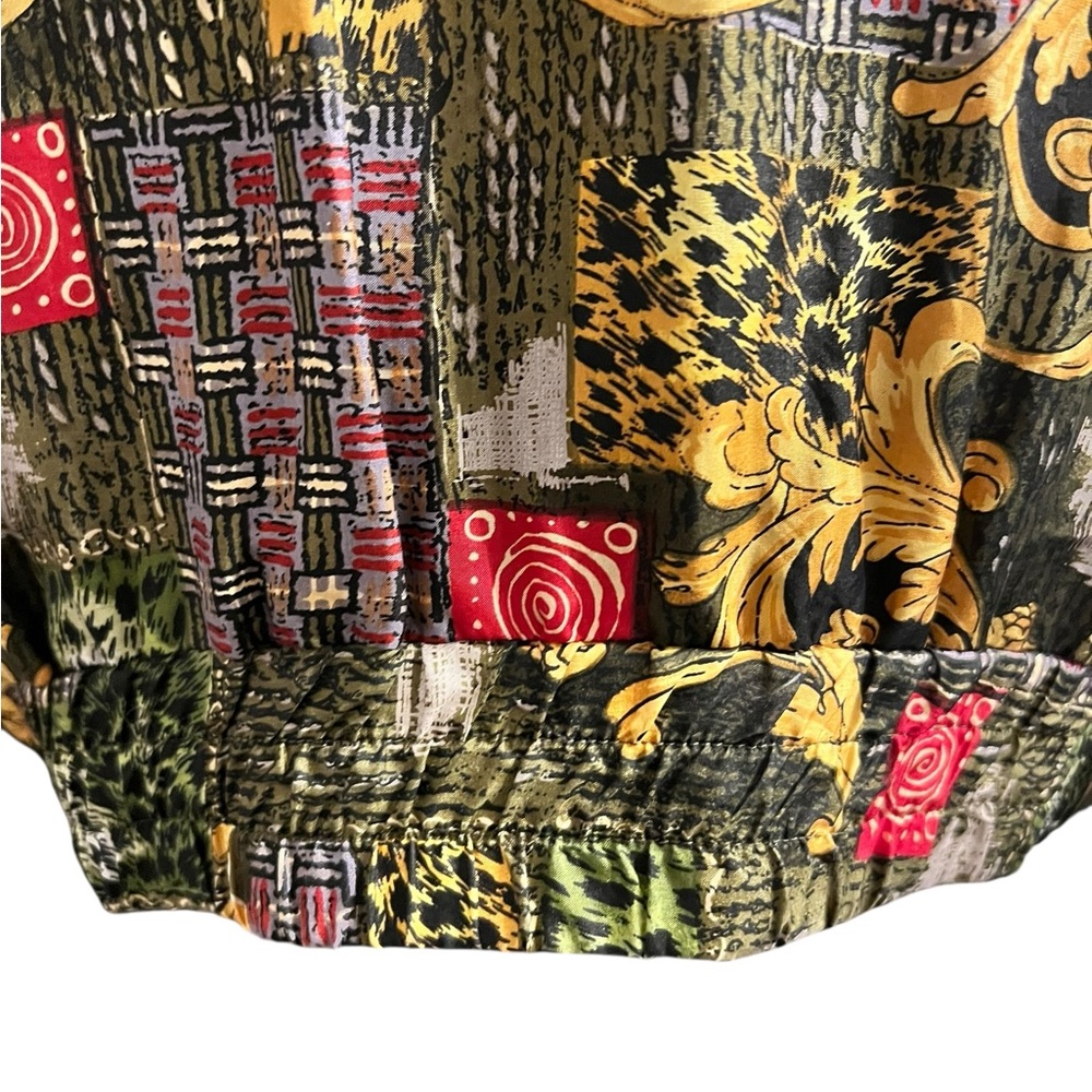 Vintage EVR Baroque Print Silk Bomber Jacket L - Picture 5 of 11